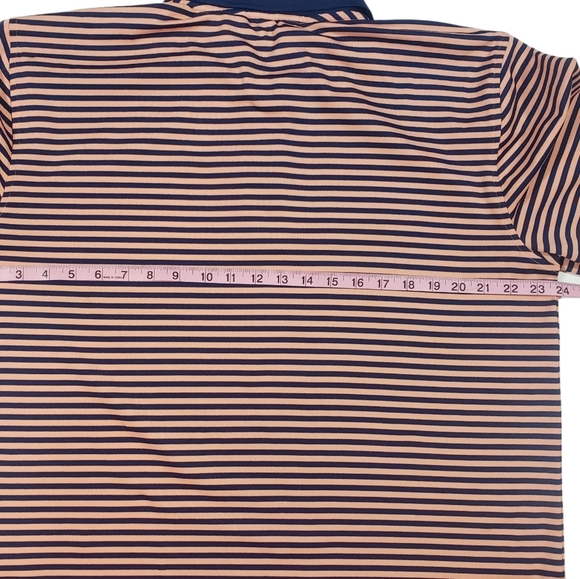 Brooks Brothers Golf Tennis Polo Shirt Size XL Peach Blue Stripe Preppy Stretch - Picture 8 of 8